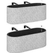 2 vnt. komplektas Pakabinamas vazonas augalams su drenažo sistema ir kabliu 42 x 16 x 15 cm šviesiai pilkas