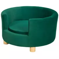 Elegantiška sofa šunims su minkštu užvalkalu ir medinėmis kojomis, 65x64x37cm