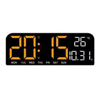 Led GH0707 pastatomas bei pakabinamas skaitmeninis laikrodis su data ir temperatura. Geltoni skaičiai.