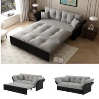 Ištraukiama sofa-lova, 190 cm, veliūras, pilka, 1 vnt