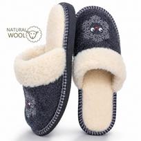 Nowo® moteriškos žieminės šlepetės su avies vilnos pašiltinimu, juodos