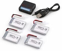 4x 3.7v 500mah Lipo Akumuliatoriai + Kroviklis 1-4
