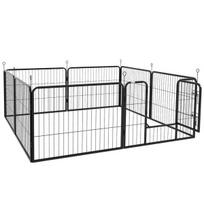 Metalinė sulankstoma tvorelė augintiniams 8 skydai 60 x 80 cm, Juoda