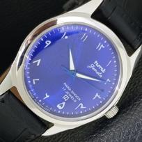 VINTAGE HMT JANATA RANKINIO UŽVEDIMO INDIŠKAS VYRIŠKAS MĖLYNAS ARABIŠKAS Ciferblato LAIKRODIS a441004-4 blue