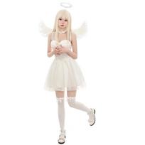 Halloween White Angel Mesh Skirt Demon Black Angel Winged Dress Stage Cosplay Costume M white