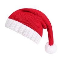 Christmas Knitted Hat Cute Pom Adult Kids Soft Beanie Santa Hat New Year Party Kids Gift Navidad Noel Xmas Decoration 40x22cm red