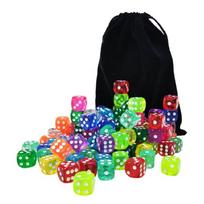 100Pcs 14mm Dotted Dices Set for Gaming Enthusiasts Six Sided Dices Colorful Dices with Storage Bag for Board Game 1 black