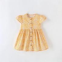 Cross-Border Malwee Girls' Dress Summer New Style European and American Children's Short-Sleeved Cute Little Girl Casual Dress 10268 110 beige