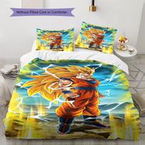 DRAGON BALL rašto patalynė, antklodės komplektas, antklodės užvalkalas, pagalvės užvalkalas namams, gimtadienio dovana (1 * antklodės užvalkalas + 2 * pagalvės užvalkalai, be šerdies) 135x200cm blue