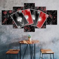 Poker Set Of Ace Playing Cards Canvas 5 Piece Five Panel Wall Print Modern Art Poster Picture Home Decor Gift For Him For Her 20X35 20X45 20X55CM gray