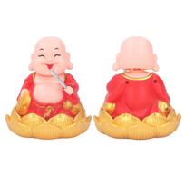 Nodding Smiling Buddha Maitreya Automatic Laughing Car Dashboard Solar Buddha Toy for Home Desktop red