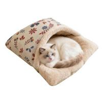 Cozy Cat Bed Cave & Sleeping Bag Thickened Fleece Fully Enclosed Cat House with Anti-Slip Bottom for Cats or Small Dogs