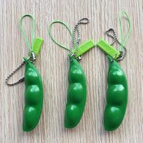 3 Pack Edamame Squeeze Bean Keychain Fidget Toy, Puchi Puti Mugen Pea Soybean Stress Relief Keyring Gift Present gray