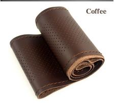 DIY Micro Fiber leather Car Steering Wheel Cover Soft Anti slip  handsewn car steering wheel sleeve 38CM Interior Accessories black