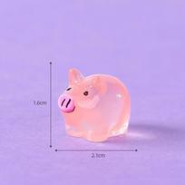 Whimsical Light-up Pig Resin Figures For Micro Landscape And Desk Accessories pink