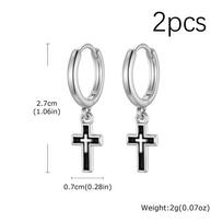 Hip Hop Cross Huggies Earrings for Men Boys,Simple Metal Cross Hoop Earrings,Piercing Earring Gift