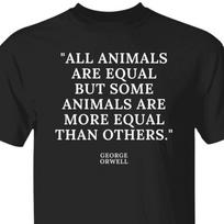 All Animals Are Equal George Orwell Animal Farm Quote T shirt British Author Writer Political Protest Vegan Veganism 1984 Social Justice tee M
