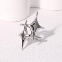 Stainless Steel Ring Punk Vintage Y2K Cross Star Open Rings for Women Fashion Couple Jewelry Gift Simple Senior Sense Adjustable white