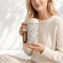 Coffee Mug 532ml Bunny Carrot Element Lanyard Insulated Cup Outdoor Cup Leakproof Coffee Cup Large Capacity Cup Handheld Cup Coffee Mug 532ml beige