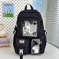Schoolbag Campus School Bag Female Junior High School Student Cute Japanese Transparent Pain Bag Backpack Large Capacity High School Student Backpack Without pendant juoda