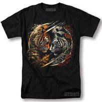 Yin Yang Tiger Shirt Twin Chinese Dragon Vntg Graphic Design Cool Gift T-shirt XXXL gray