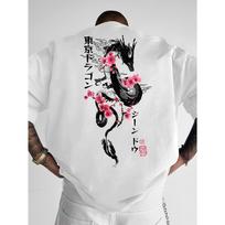 Dragon Sakura Graphic Tshirt Unisex Unisex Harajuku Streetwear Aesthetic Tee Casual Cotton Short Sleeve Tops S