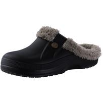 Classic Fur Lined Clogs for Women Waterproof Winter Fuzzy Slippers Mens Cotton Shoes for Indoor and Outdoor Rubber Soles 35-36 black