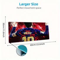 Football Player Messi Mouse Pad, Large Gaming Desk Mat, Non-slip XXL Mousepad for Laptop & Tablet, Mini PC Playmat with Stitched Edges 30cmx60cm(11.8x23.6inch) black