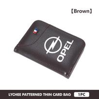 For Opel Car Litchi Pattern Purse Business Credit Card Bifold Wallet Astra G H J K F Corsa D Zafira B Insignia Mokka Regal Gx0 gray