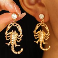 Gothic Animal Scorpion Drop Earrings Women's Vintage Punk Hip Hop Rock Men's Snake Earrings Dark Halloween Exaggerated Jewelry brown