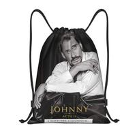 Custom Johnny Hallyday French Rock Singer Drawstring Bag Men Women Lightweight Sports Gym Storage Backpack One Size
