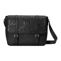 GUCCI Leather Messenger Bag, Shoulder Bag, Crossbody Bag Medium Men's Black 760234-AABY0-1000 One Size 1