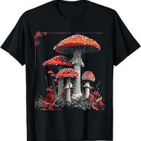 Mushrooms Art Nature Drawing Motif T Shirt Vintage Slightly Casual Homme Designer Clothes Top For Everyday Wear 4XL black