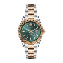 Versace vyriškas Hellenyium GMT dvispalvis Šveicariškas kvarcinis laikrodis 42mm V11050015 žalia