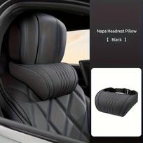 Luxury Nappa Leather Car Neck Pillow, Breathable Headrest & Neck Support Cushion Neck Pillow juoda