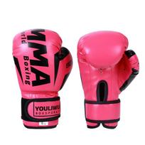 PU Leather Kickboxing Gloves Breathable Punching Training Gloves Boxing Gloves  Adult and Children kids 6OZ rožinė