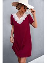 2022 European & American Cross-Border Summer V-Neck Lace Dress for Women L