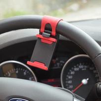Red steering wheel phone holder raudona