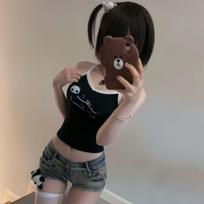 Black Cute Vest For Girls Y2K Inner Tops Sling Tank Tops Fashion Women's Tees Sleeveless L