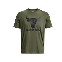 Under Armour Project Rock Logo Print Training T-Shirt Men Tops Green 1380520-390 XXL gray