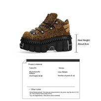 Punk rock metal decoration lace-up design platform shoes men's and women's round head fashion casual shoes 35