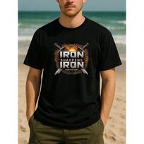 European sizes  Iron Grinding Iron  Cross-sword Logo Hard-core Inspirational Summer Fashion T-shirt, Comfortable and Breathable Casual Sports Top S