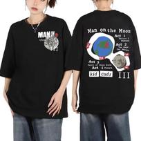 Rapper Kid Cudi Unisex on The Moon III Album Tshirt High Street Fashion Trend Short Sleeve Tshirts Unisex Casual Cotton T Shirts S white