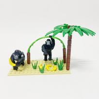 Chimpanzees Building Block Set DIY Assembly Toys  Playsets MOC Toy Tree Bananas Accessories Building Construction Toys  Playsets