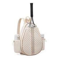 Tennis Racket Sling Bag for Racquet Bag Water Resistant Quilted Women Men One Shoulder Crossbody smėlis