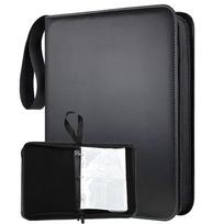 Card Storage Binder 400 Capacity Card Holder Album with Zipper Closure and Carry Handle for Trading Cards Game Cards and Collectibles One Size juoda