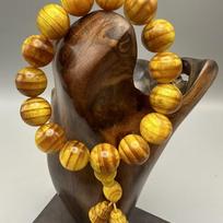 Changbai Mountain Amber Wood Unisex Beaded Bracelets - Polished Buddhist Prayer Beads 15mm black