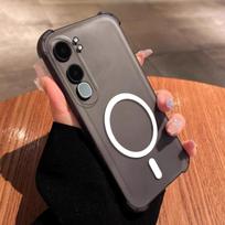 Case for Vivo V40 Lite 5G,Y31 5G,Y21d Cute Airbag Corner Pastel Matte Magnetic Casing Semi Shockproof Phone Cover Vivo V40 Lite 5G matinė juoda spalva
