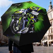 Rider Speeding Through Neon Light Umbrella Folding umbrella, automatic umbrella 8-Frame for Travel, camping Use Gift for Halloween Christmas