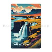 Islandija Modernus kelioninis plakatas Metalinė lentelė Namų tapybos lentelės Dizainerio kino skardinis ženklas Plakatas 20x30cm（7.8x11.8inch） black